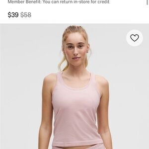 Lululemon Athletica Light Pink Tank Top